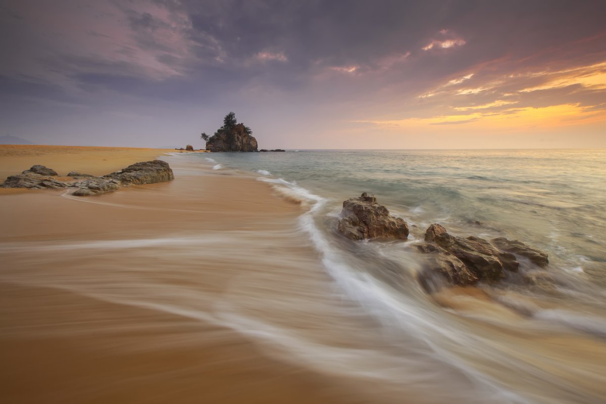 夕阳下的海滩4k风景图片图片,4k高清风景图片,娟娟壁纸