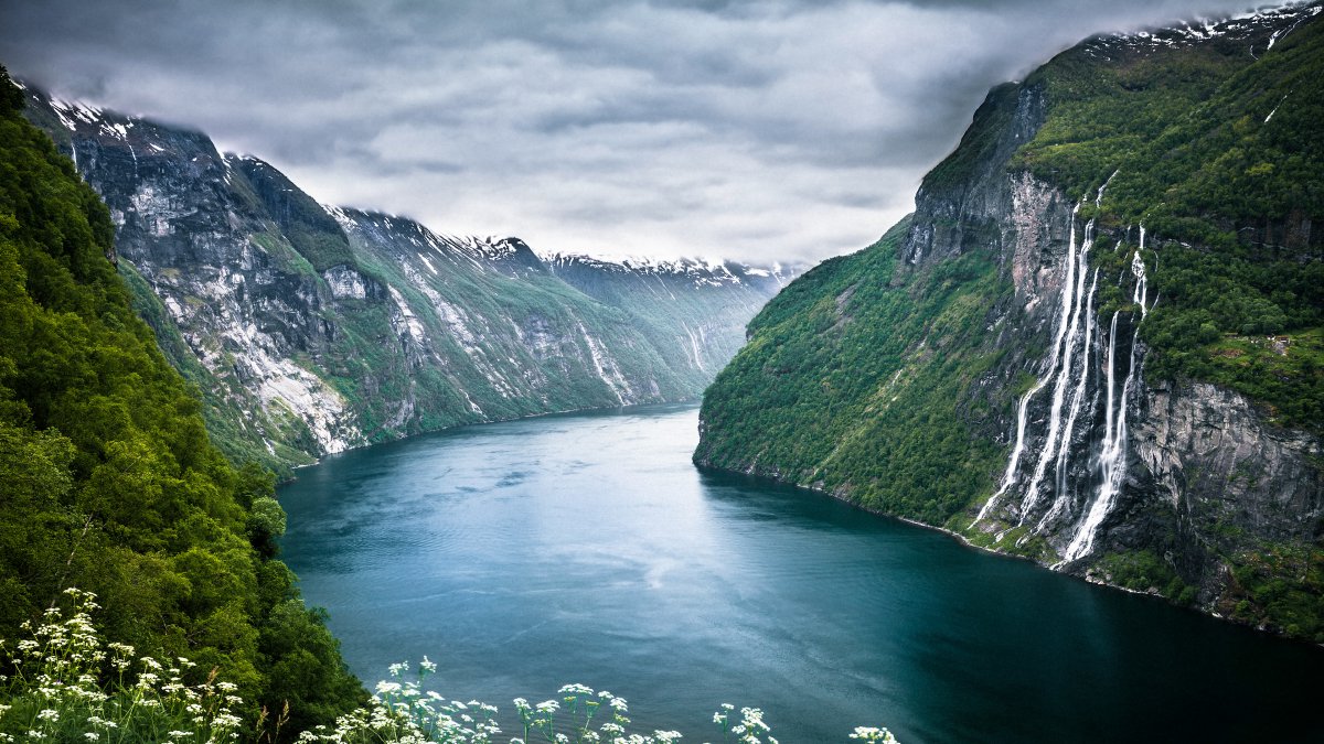 挪威七姐妹瀑布风景图片,4k高清风景图片,娟娟壁纸