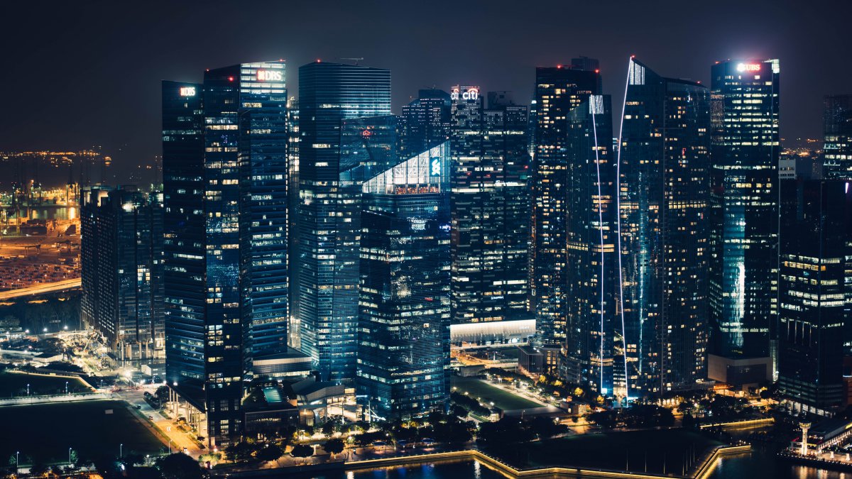 新加坡摩天大楼滨海湾之夜图片,4k高清风景图片,娟娟壁纸