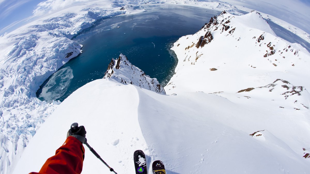 冬天,高山,湖,滑雪,极限运动图片,4k高清风景图片,娟娟壁纸