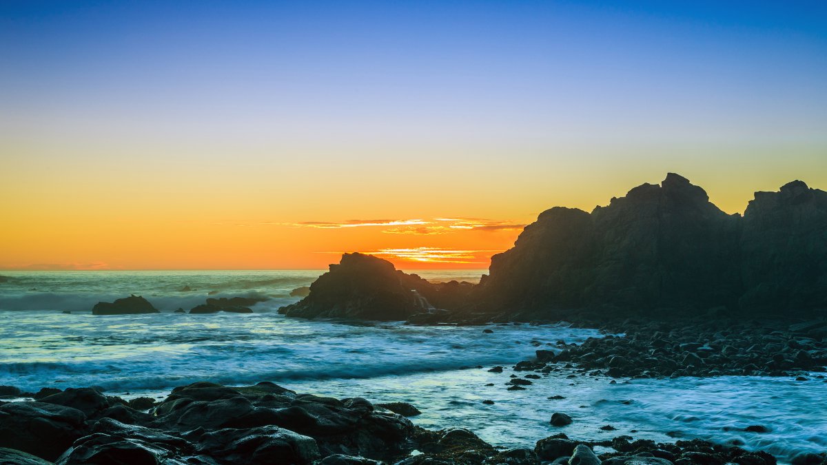 沿海海滩日落风景图片