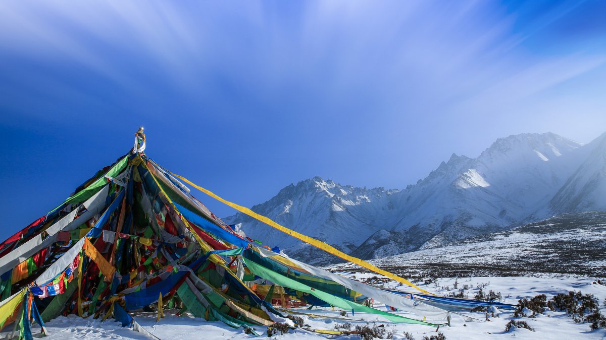 中国,青海,雪山,圣经,蓝天图片,4k高清风景图片,娟娟壁纸