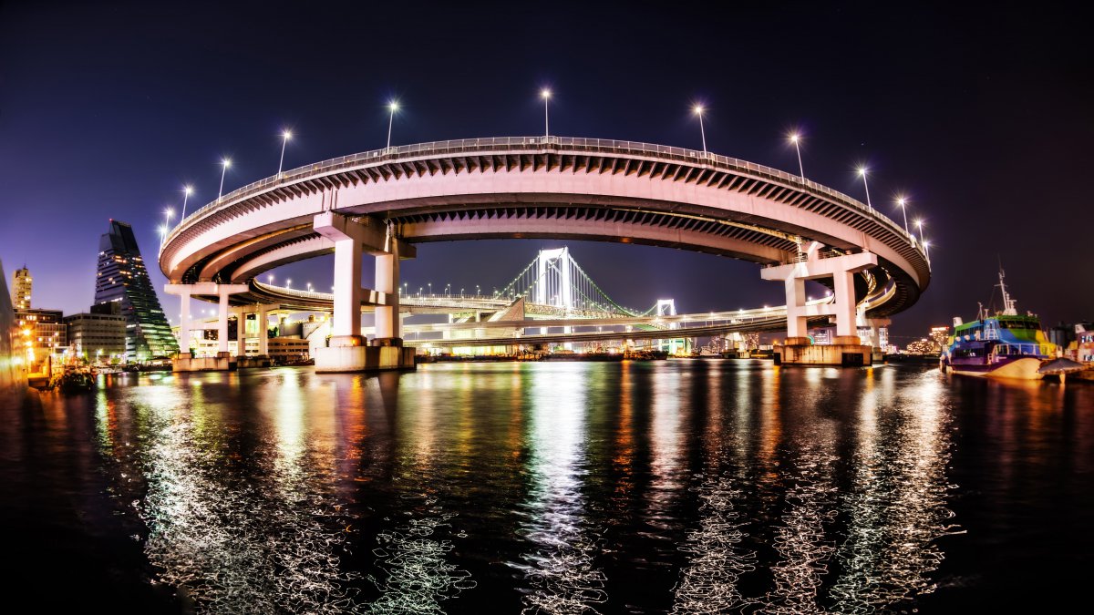 东京彩虹桥夜景灯饰景观图片