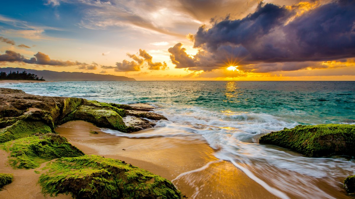 高清唯美海滩日落风景图片