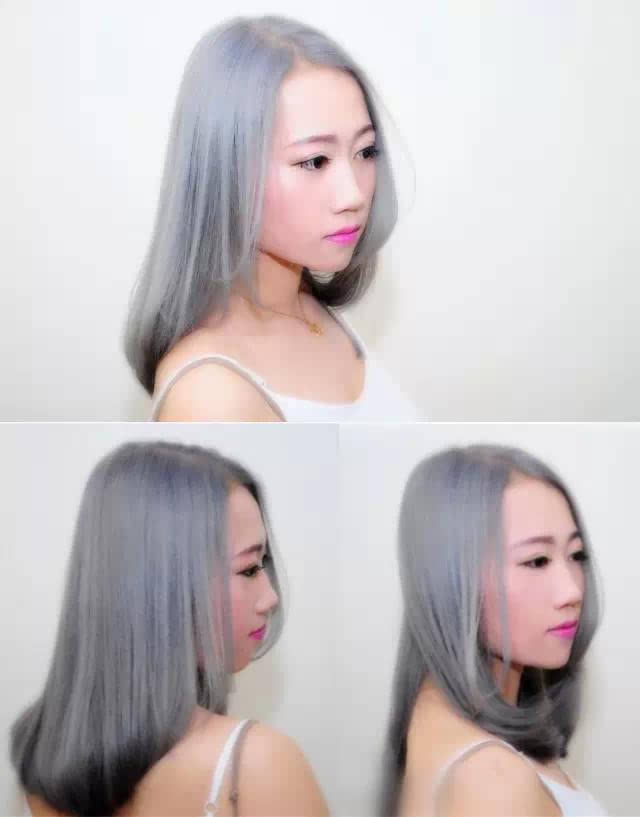 女生烟灰色头发图片大全