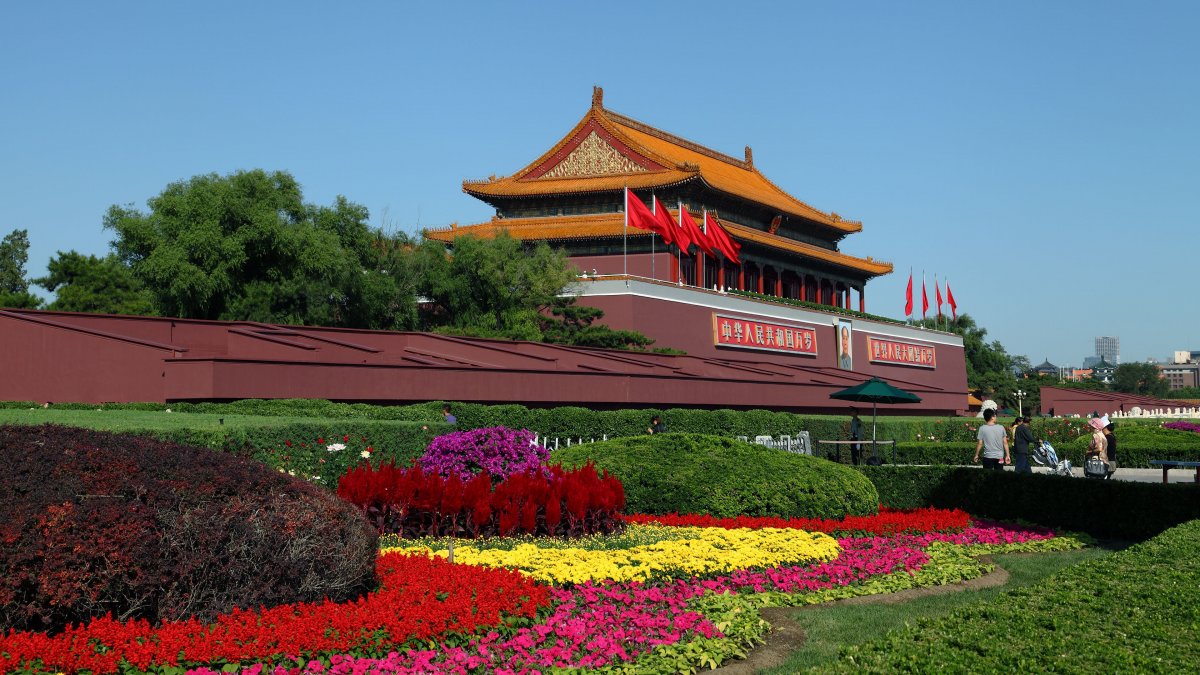 中国北京雄伟的天安门建筑风景图片