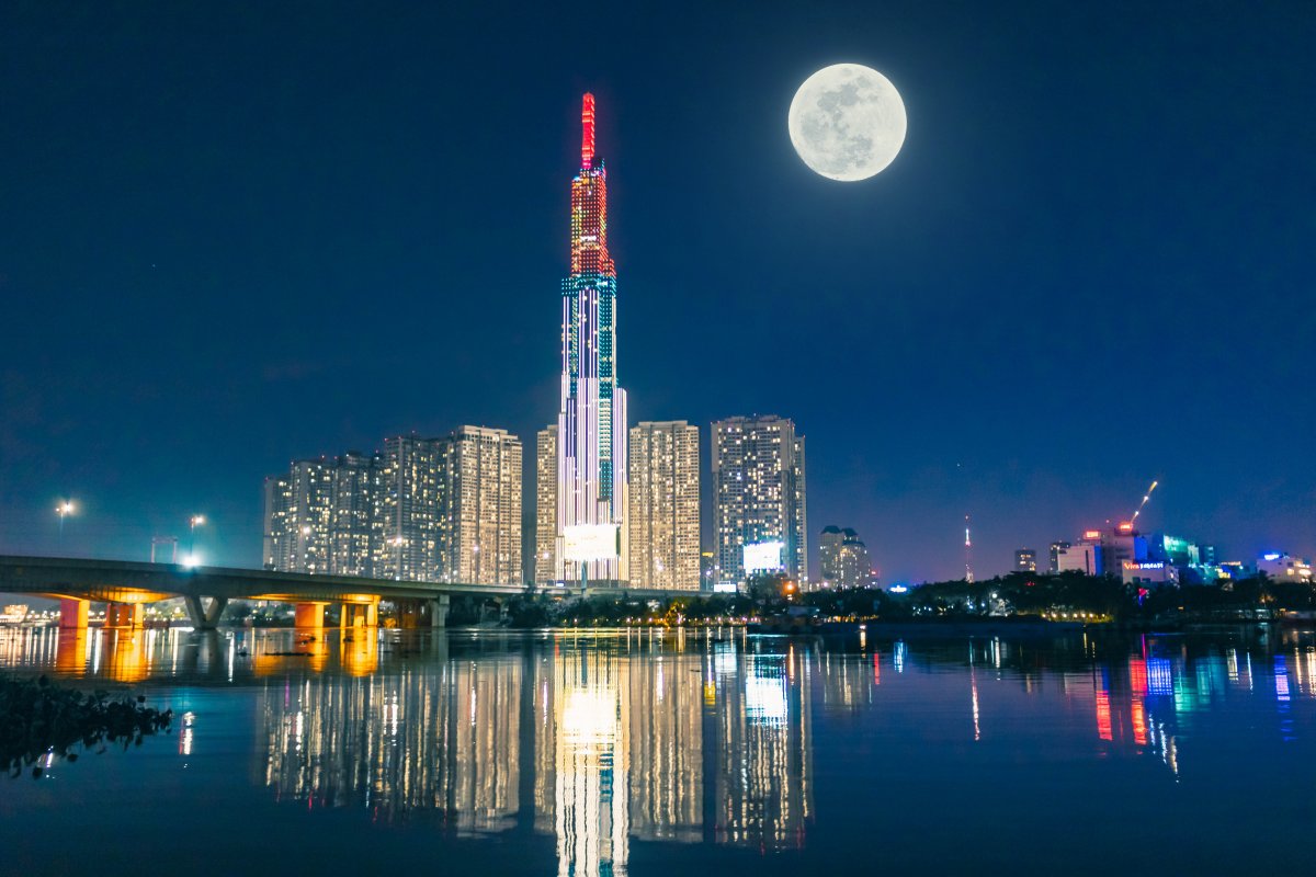 滨海城市灯光夜景图片,高清图片