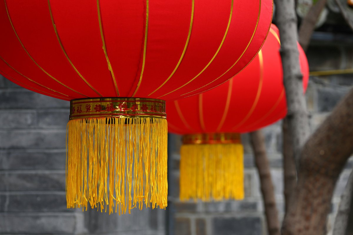 春节传统大红灯笼图片