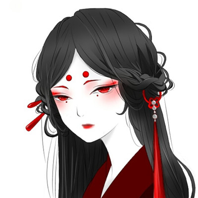 红眼黑发女生头像动漫二次元
