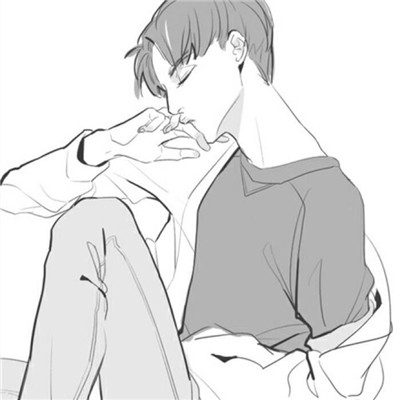 黑白素描头像男生伤感孤独