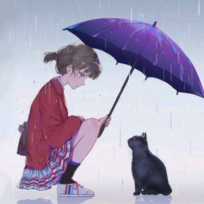 高清打伞动漫情侣头像图片
