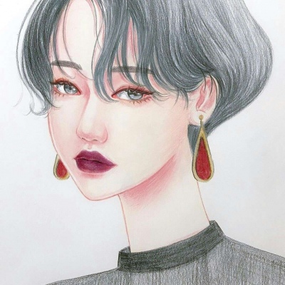 高冷手绘头像女