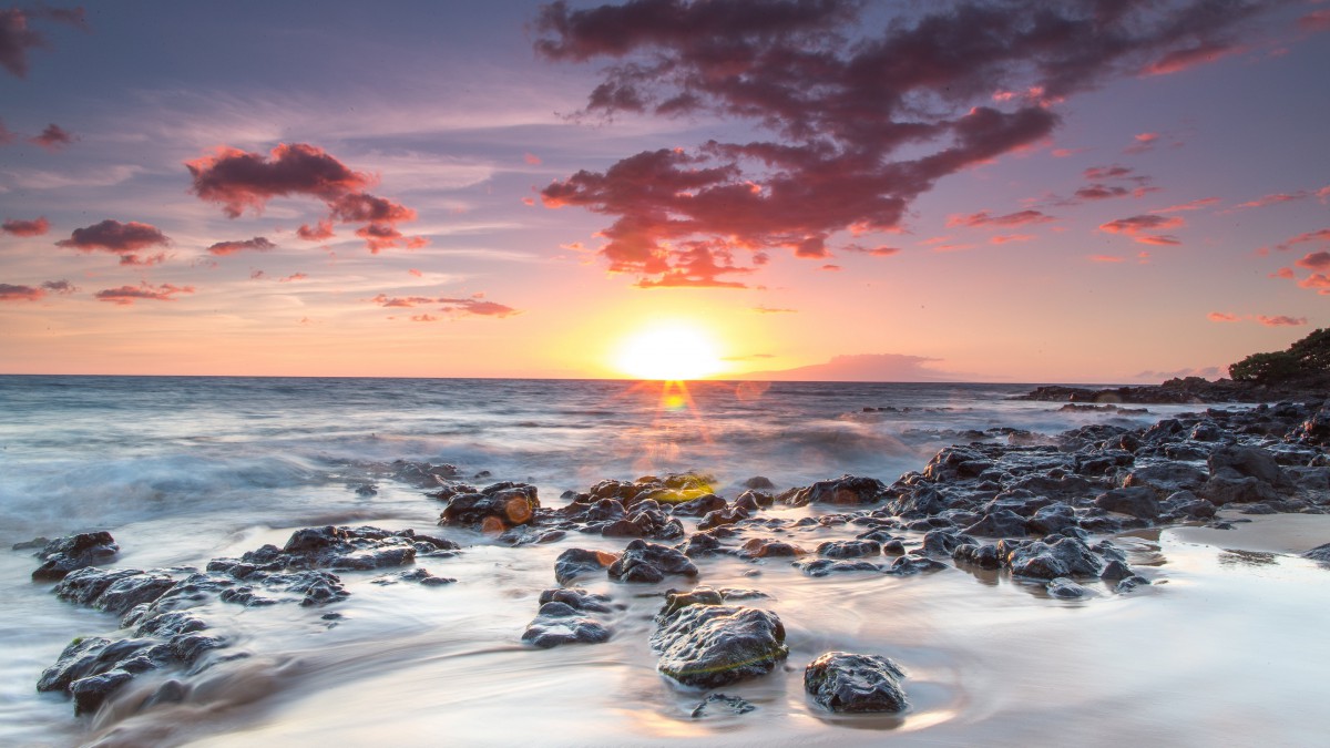 黃昏海邊夕陽殘陽圖片-風景壁紙-高清風景圖片-第16圖-娟娟壁紙