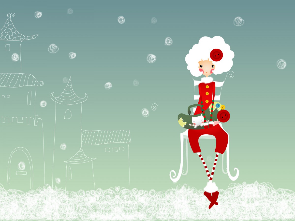 矢量纽扣女孩 第一辑-矢量壁纸-高清矢量图片-第3图-娟娟壁纸