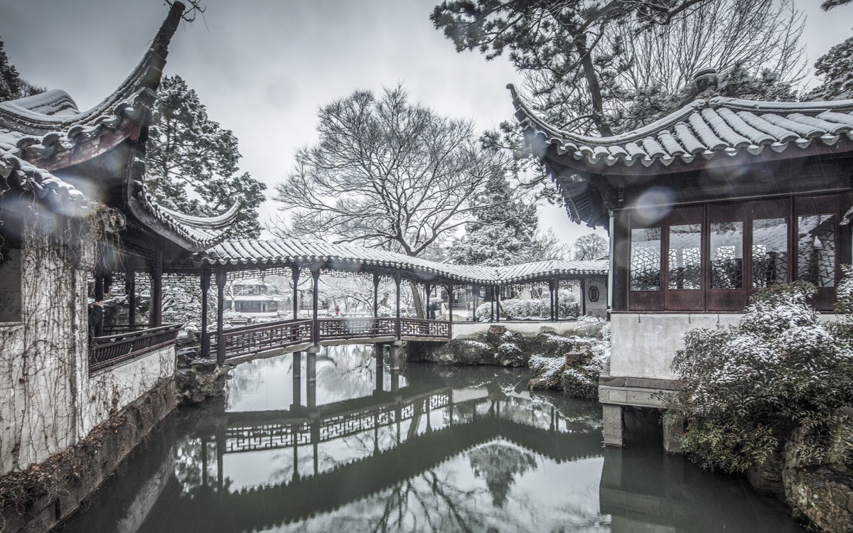冬季苏州拙政园雪景图片壁纸-风景壁纸-高清风景图片-第9图-娟娟壁纸