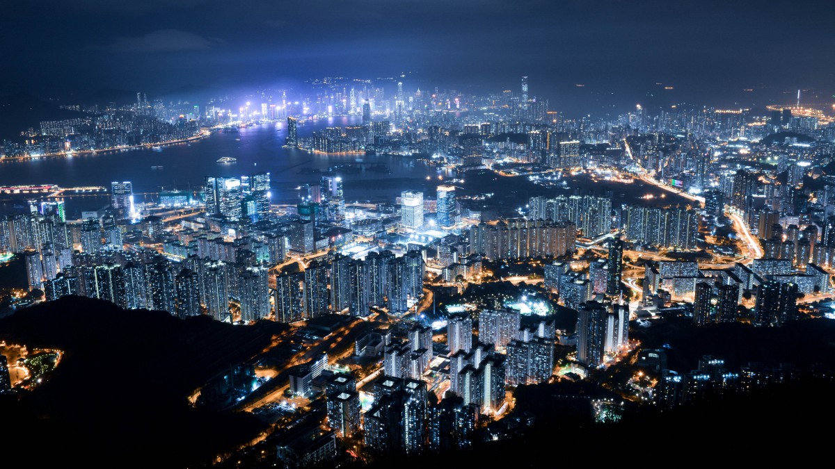 不夜城香港夜景圖片-建築壁紙-高清建築圖片-娟娟壁紙