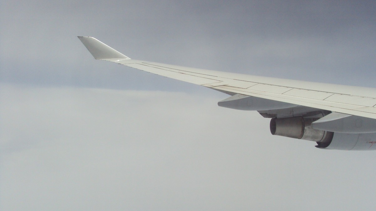 高空中的飞机机翼图片77