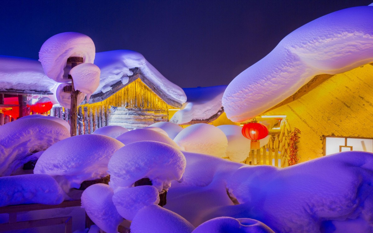 黑龙江雪乡夜景图片-风景壁纸-高清风景图片-第4图-娟娟壁纸