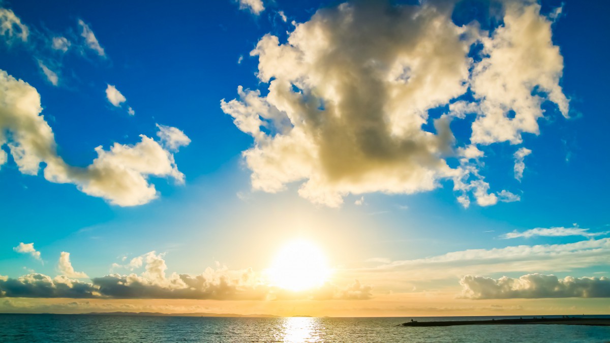 海邊落日夕陽風景圖-風景壁紙-高清風景圖片-娟娟壁紙