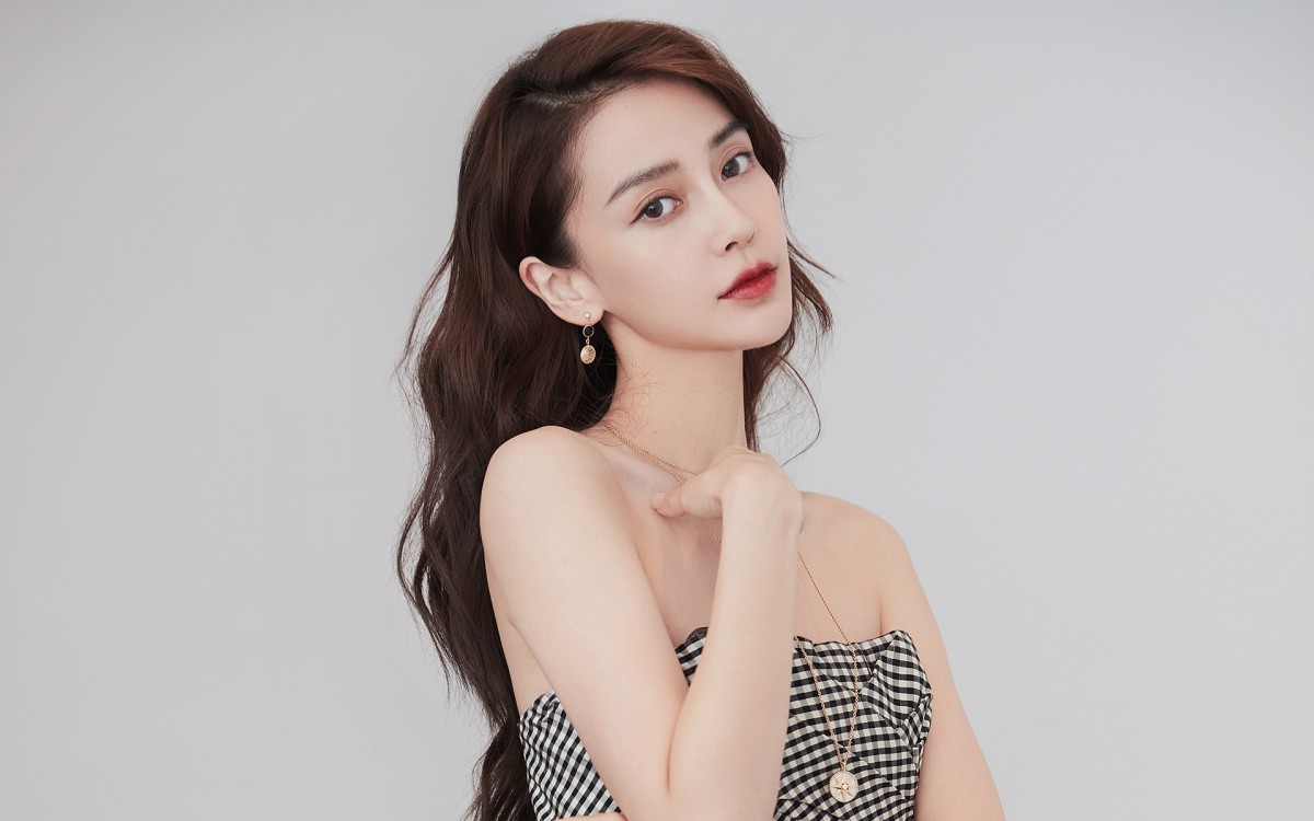 angelababy抹胸性感格子裙壁纸18