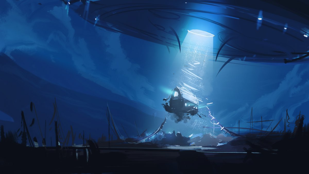 飞碟科幻外星人绘画飞碟4k图片