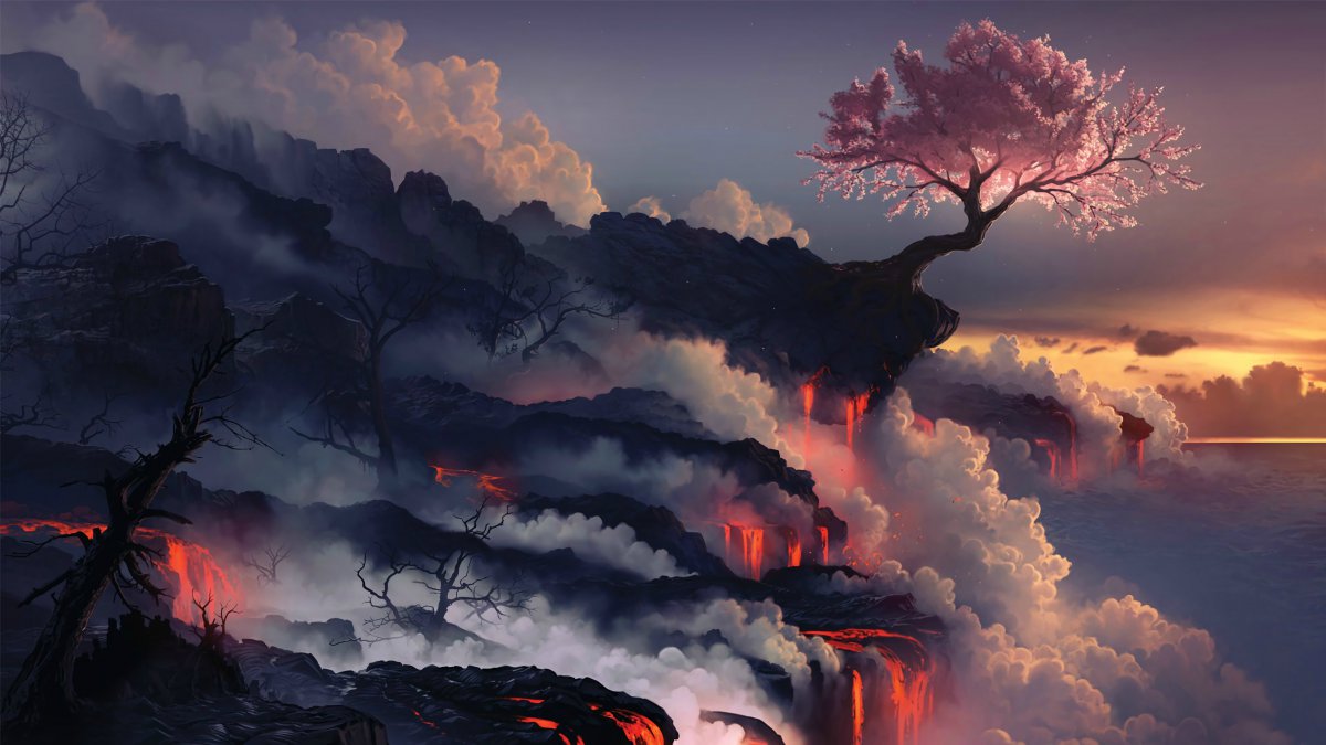 熔岩 自然 树 创意设计4k图片,4k高清其它图片,娟娟壁纸