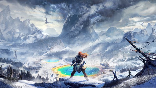 地平线黎明时分horizonzerodawn射手紫橙色天空树林4图片