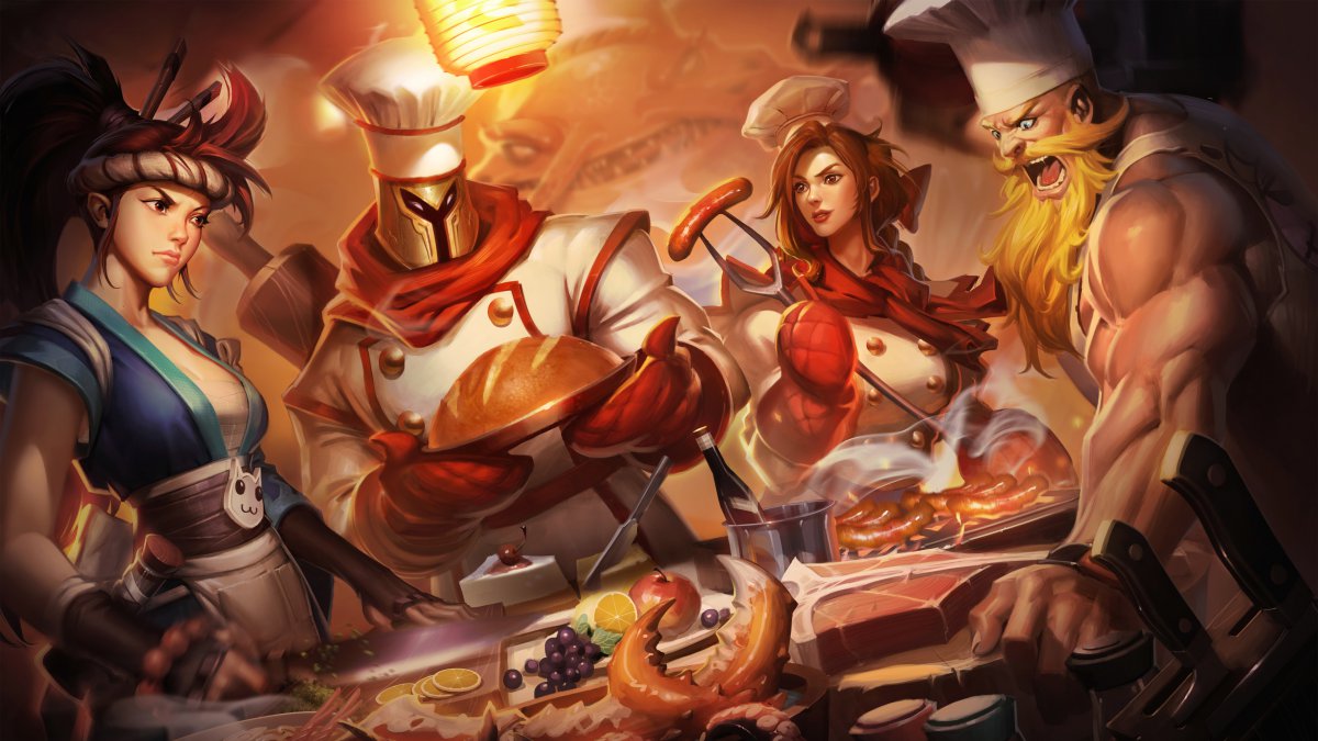 刺身之拳阿卡丽面包之王潘森烧烤女神蕾欧娜牛扒狂战奥拉夫英图片