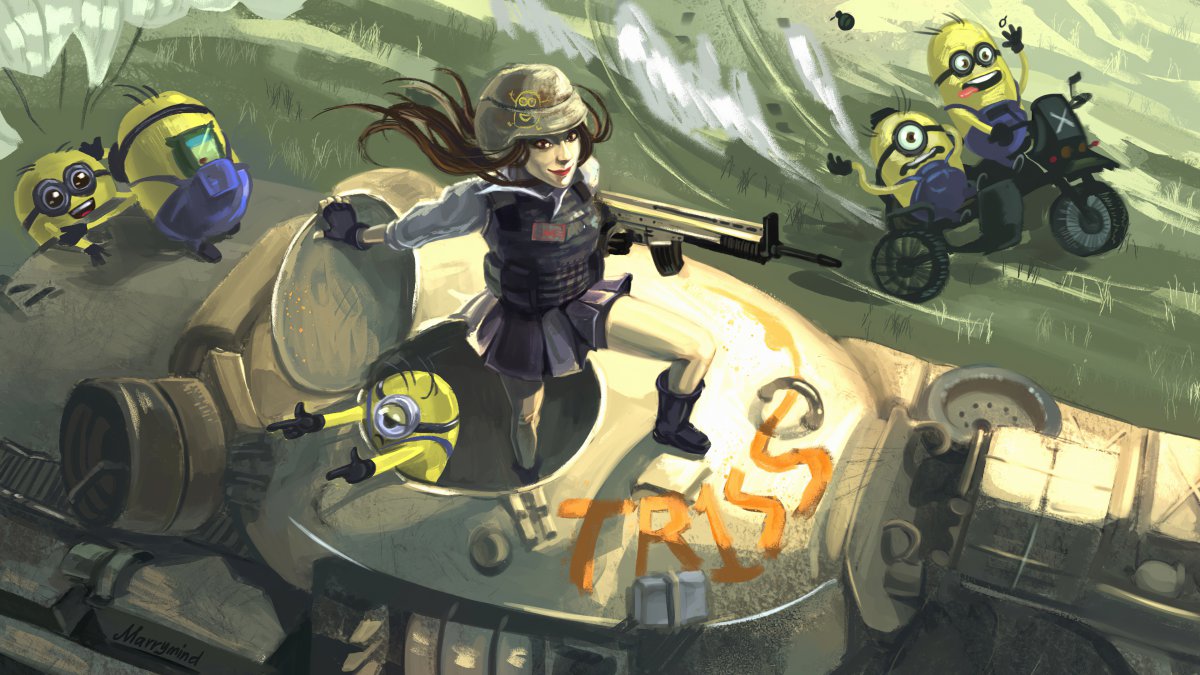 《绝地求生-pubg》坦克 小黄人 女孩 4k图片,4k高清游戏图片,娟娟壁纸