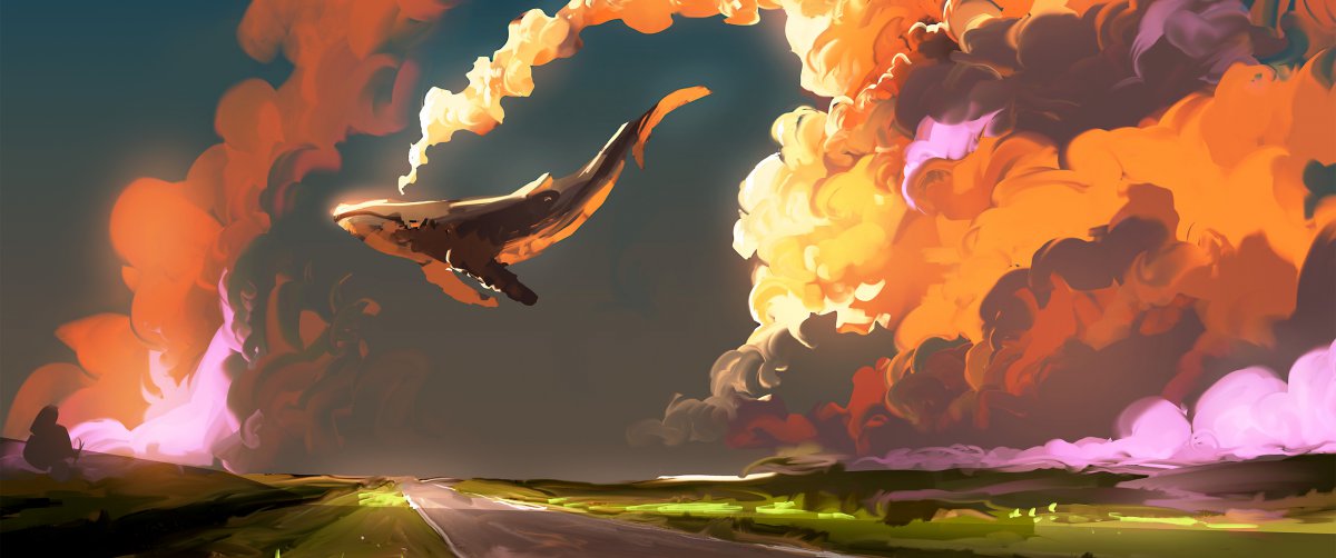 云中的鱼唯美创意灵感插画图片