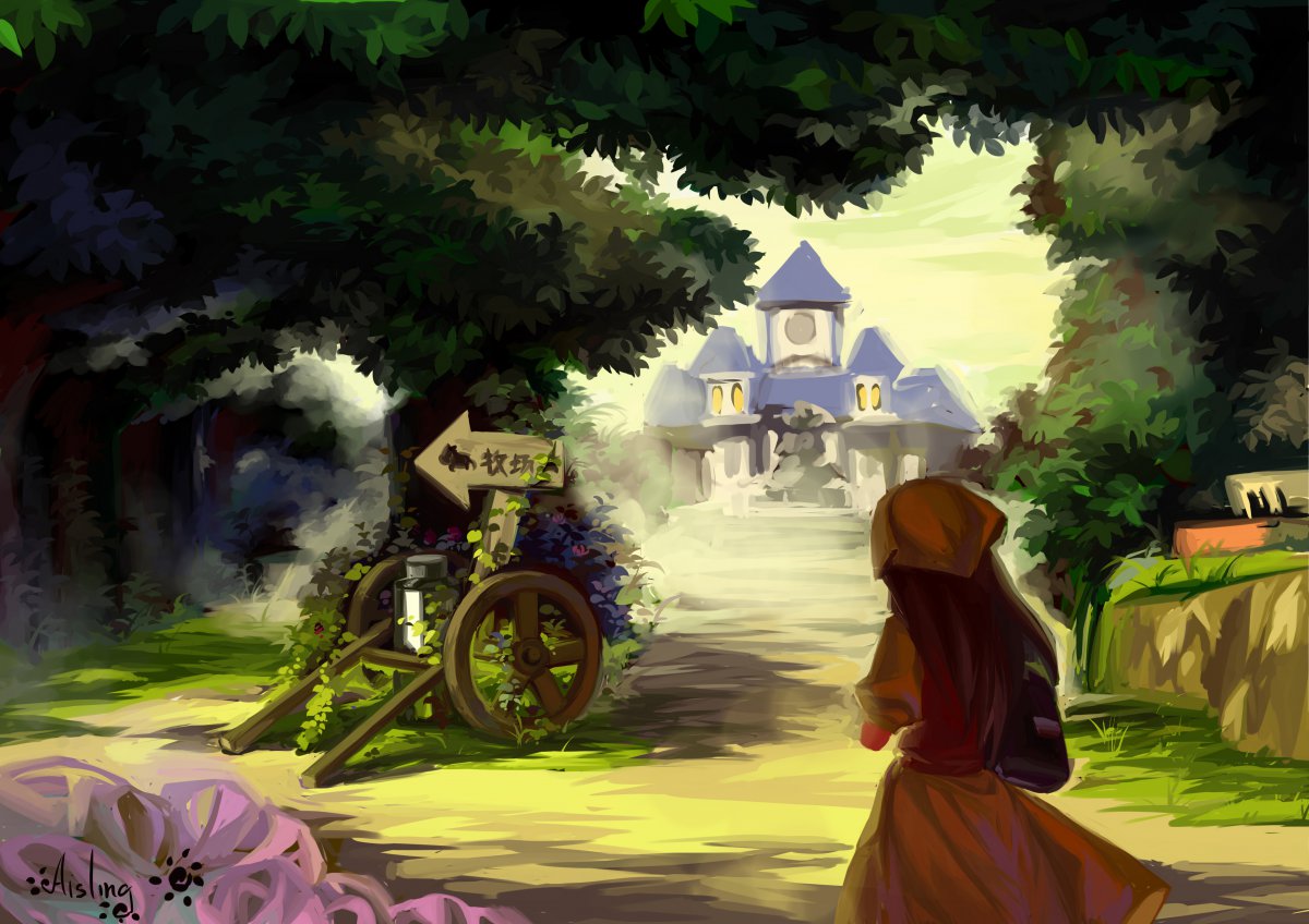 牧场村庄风景插画4k图片