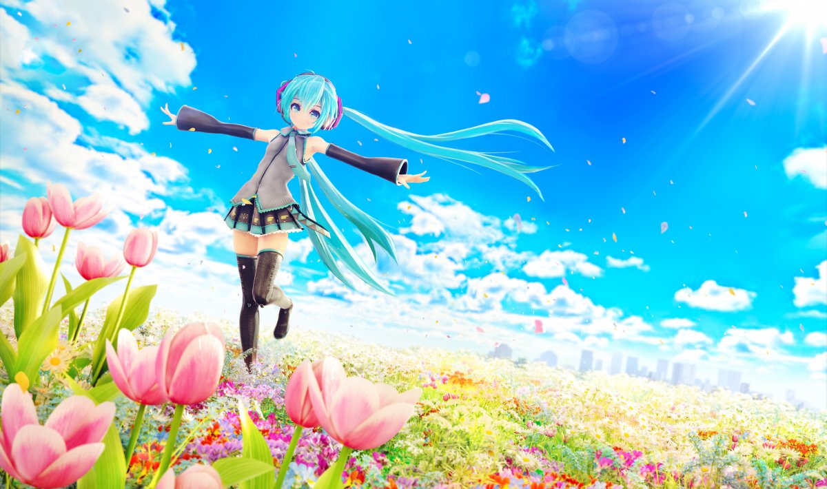 風 鬱金香 太陽 vocaloid 動漫二次元5k圖片,4k高清動漫圖片,娟娟壁紙