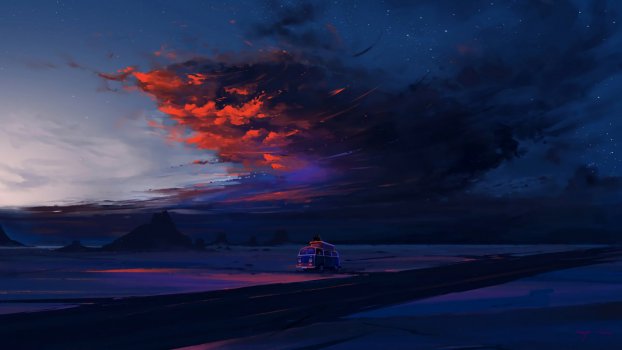 抬头仰望夜空星空动漫图片