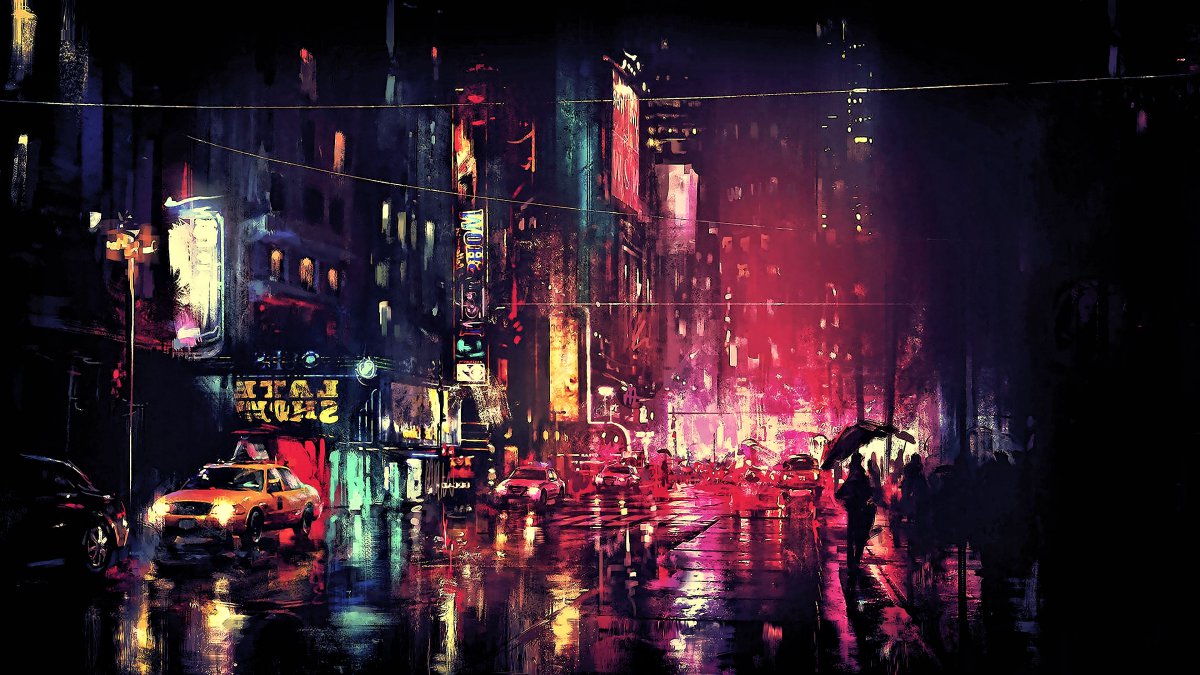 城市夜景画 伤感图片
