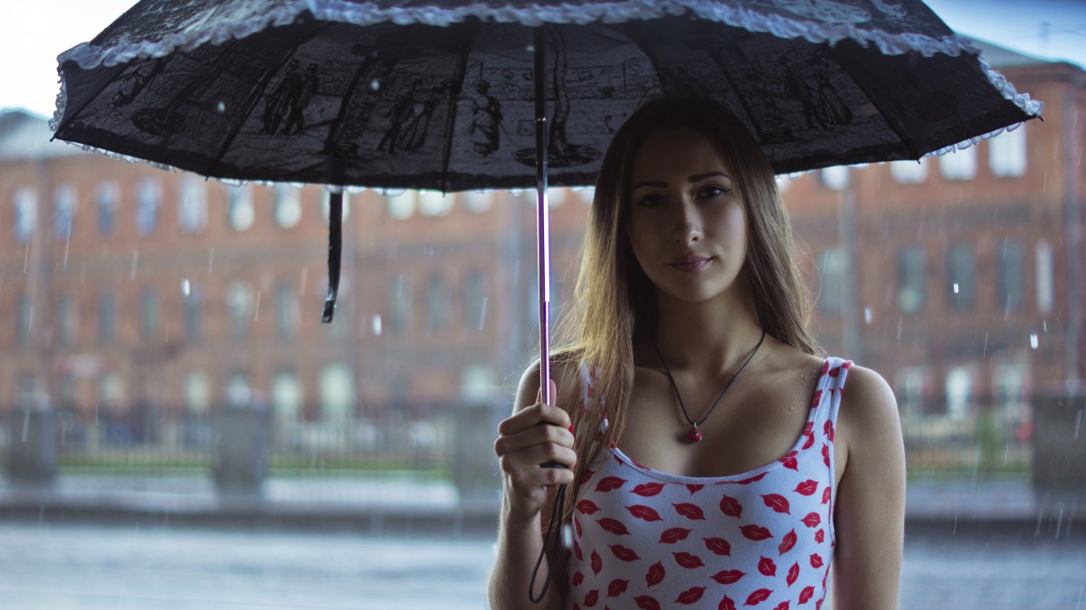 打美女雨伞图片