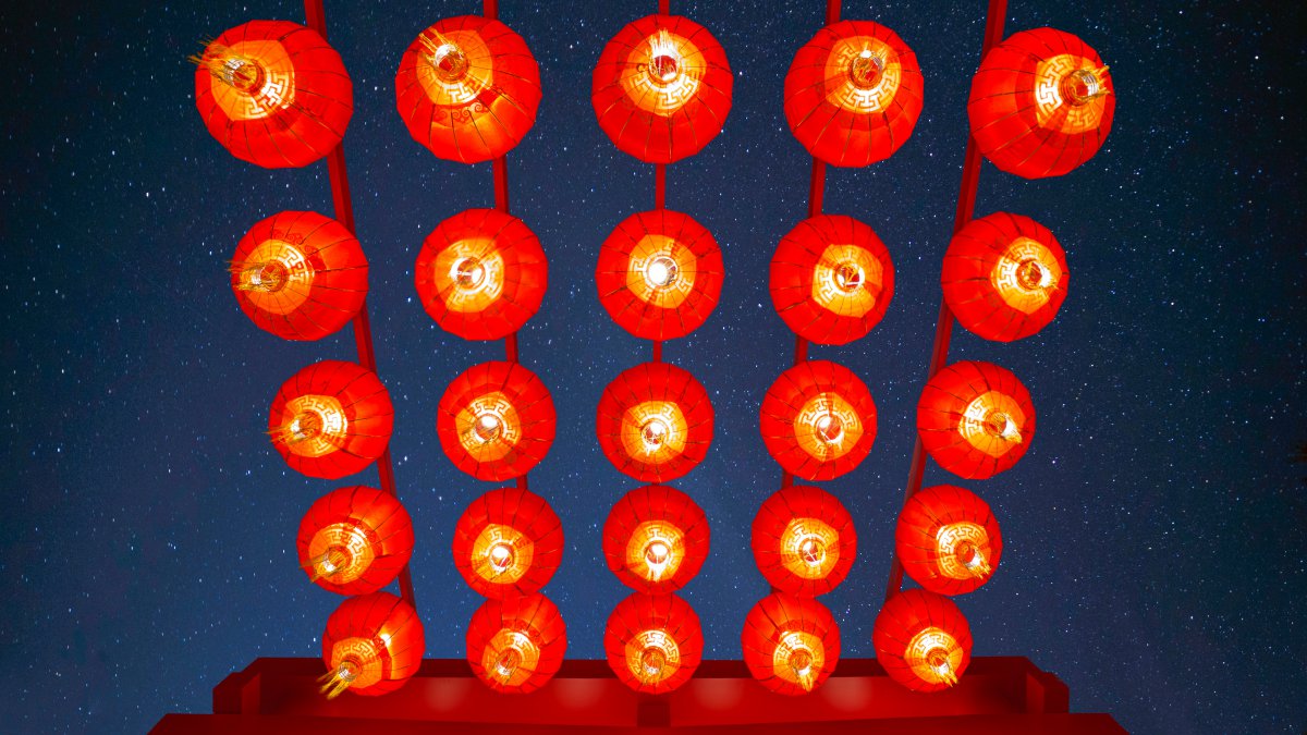 2019新年春节年味大红灯笼高高挂4k图片