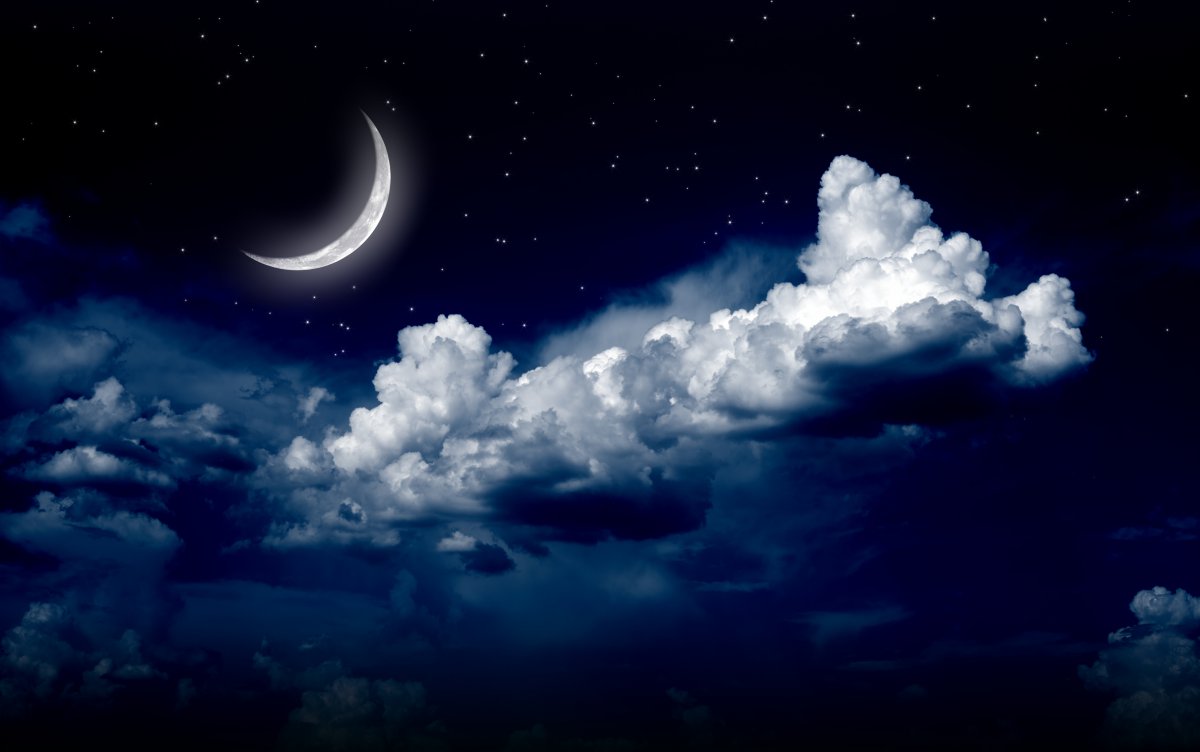 夜晚月亮月光明月云星星4k风景图片