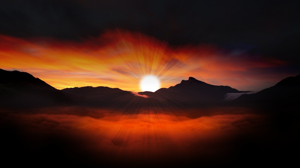 日落 太阳 光 傍晚的天空 辉光 4k风景图片