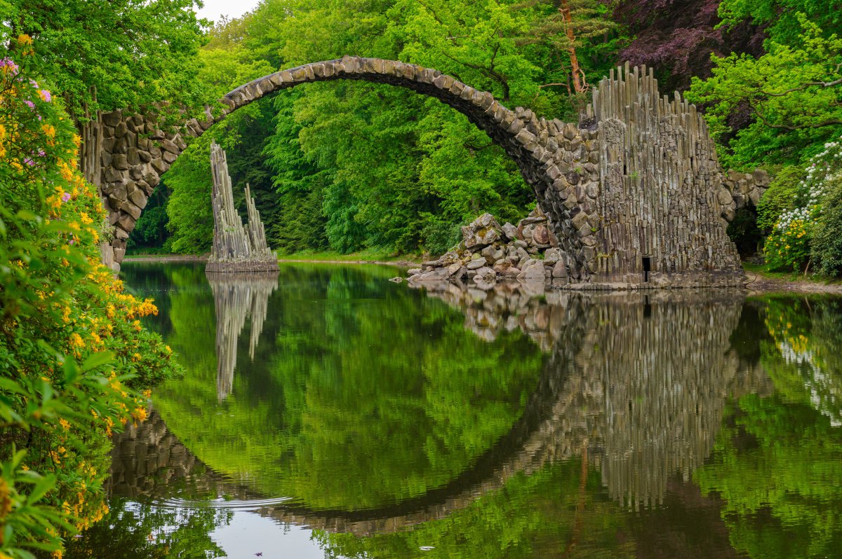 山水 树林 湖 石拱桥 4k风景图片,4k高清风景图片,娟娟壁纸