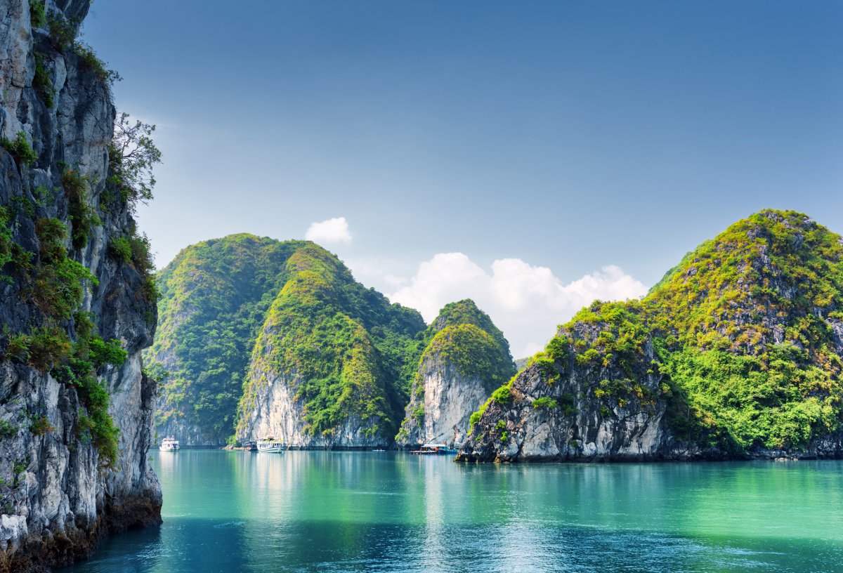 海 岩石 越南下龙湾6k风景图片
