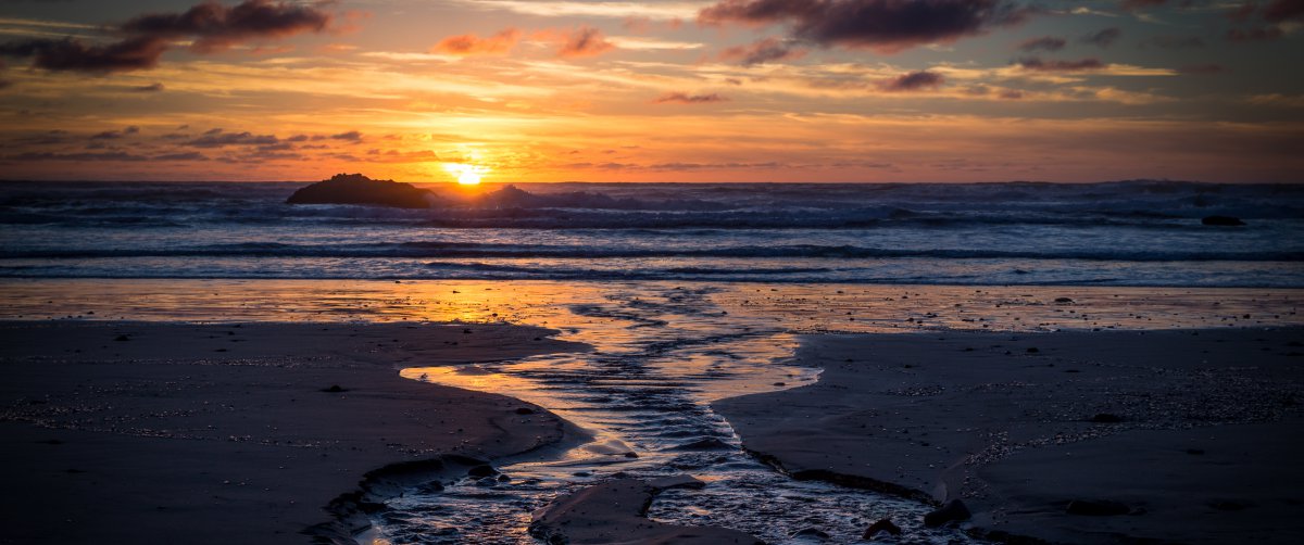 海滩日落风景曲面屏带鱼屏图片,4k高清风景图片,娟娟壁纸