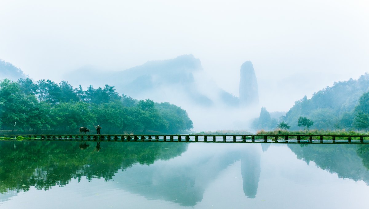 清明节 中国风山水风景画5k图片