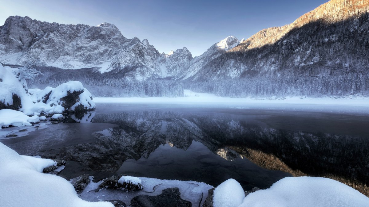 冬天,雪山,湖,雾,2022,风景,照片图片,4k高清风景图片,娟娟壁纸