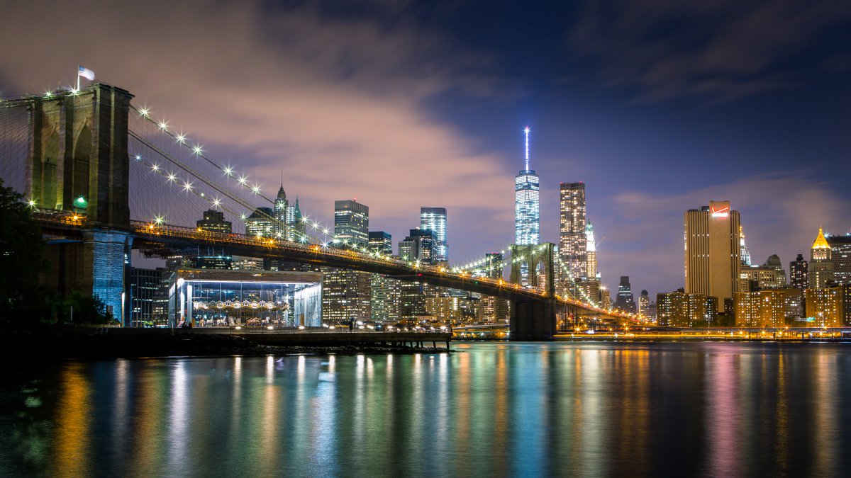 布鲁克林大桥夜景图片