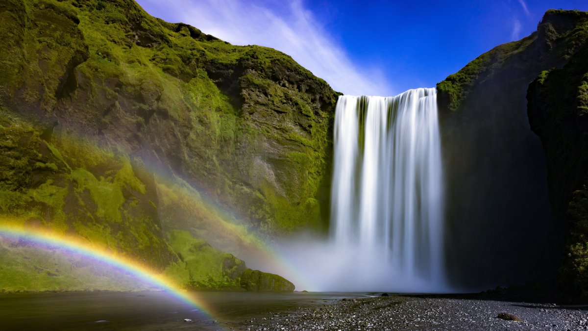 冰岛,skogafoss,瀑,溪,彩虹图片,4k高清风景图片,娟娟壁纸