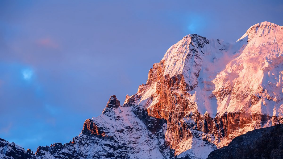 西藏,亚丁神山,雪,山,日落,照片图片,4k高清风景图片,娟娟壁纸