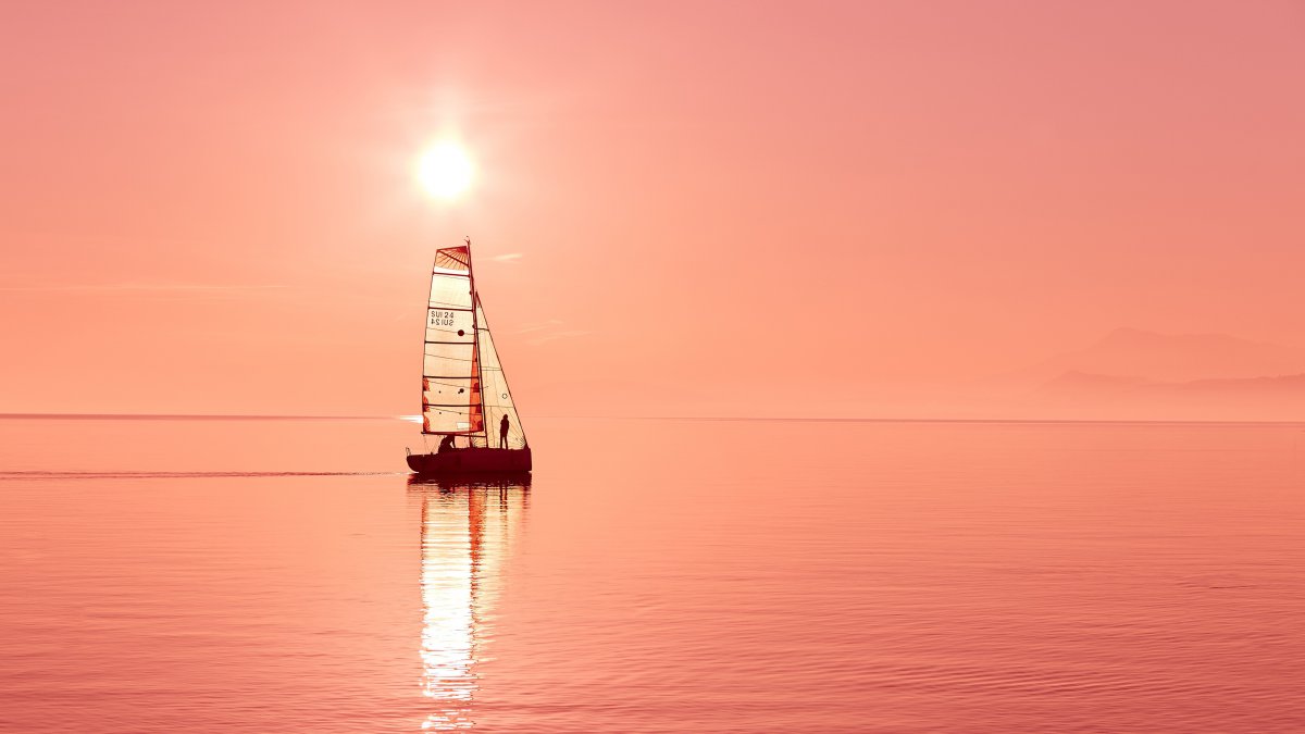 梦幻,帆船,海洋,日落,4k,高清,照片图片,4k高清风景图片,娟娟壁纸