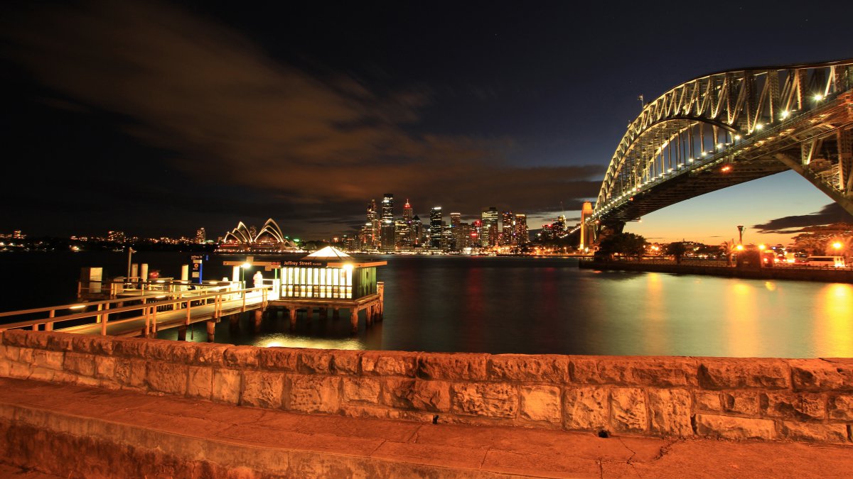 海岸,城市,桥梁,建筑,夜景,高清图片