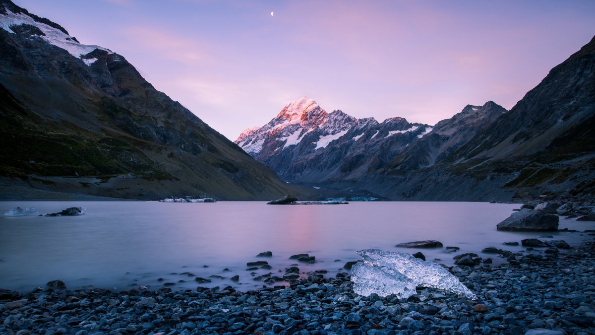 新西蘭,雪山,湖,日落圖片,4k高清風景圖片,娟娟壁紙