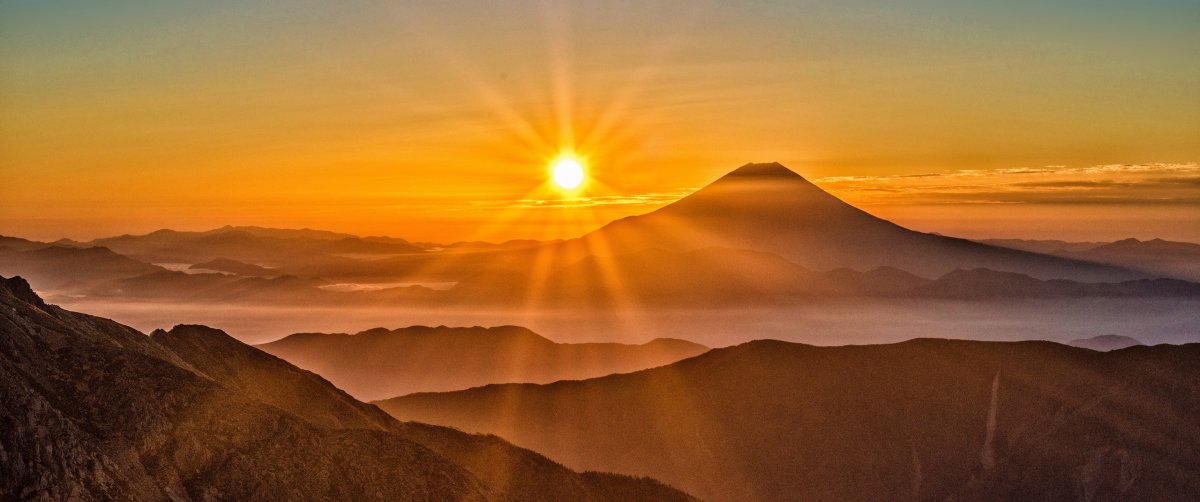 高清太阳 富士山风景图片,4k高清风景图片,娟娟壁纸